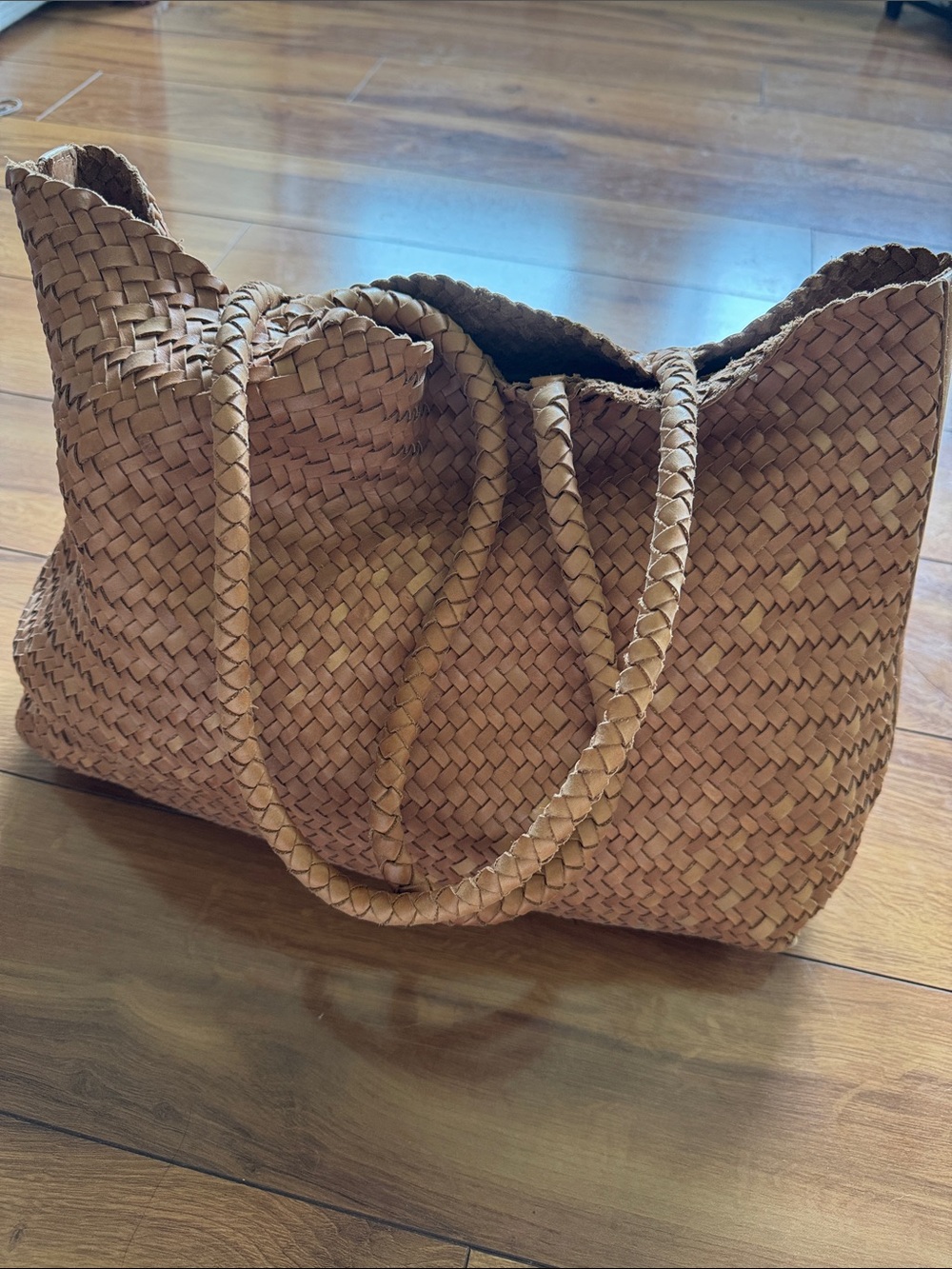 Madewell Woven Leather Tote Camel
